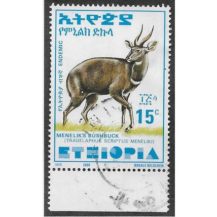 ETH 2000 15c 'MENELIKS BUSHBUCK' (LARGE) FINE USED (EBID70-174)
