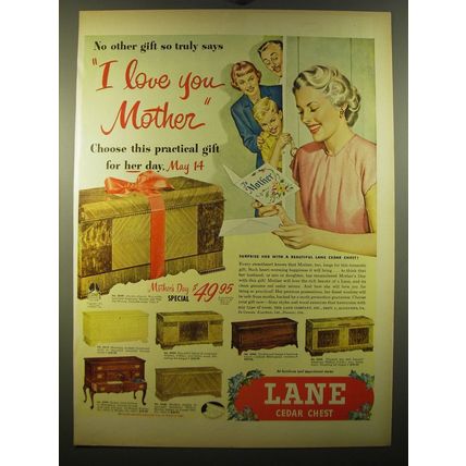 1950 Lane Cedar Chests Ad - No other gift so truly says I love you Mother