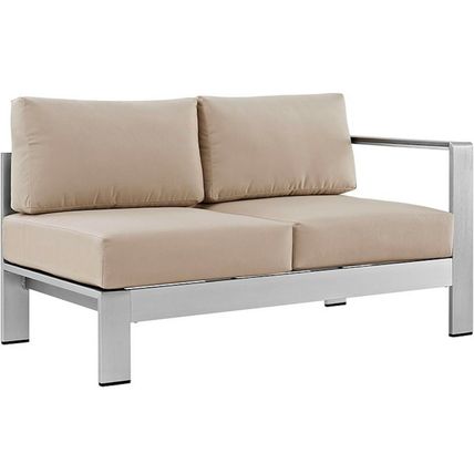 4 Piece Outdoor Patio Aluminum Sectional Sofa Sectional Beige Blue Orange Gray