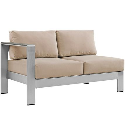 4 Piece Outdoor Patio Aluminum Sectional Sofa Sectional Beige Blue Orange Gray