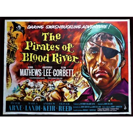 PIRATES OF BLOOD RIVER, The (1962) UK HAMMER Quad ***Christopher Lee***