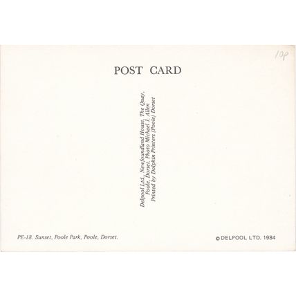 6x4 Continental size printed postcard Sunset Poole Park Dorset