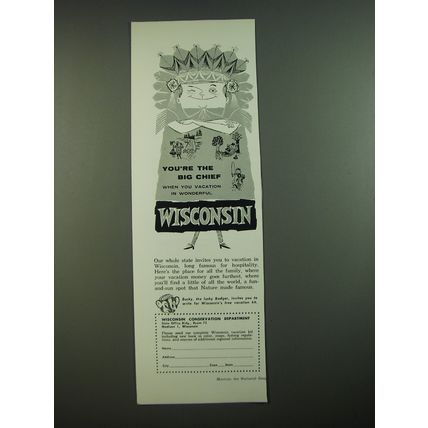 1956 Wisconsin Conservation Department Ad - You're the big chief