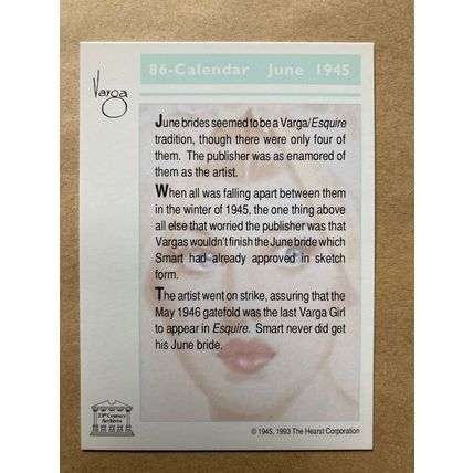 Varga Girls Pin-Ups Series 2 Base trading card # 86 (A) 1993 Alberto Vargas