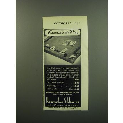 1949 Hammacher Schlemmer Canasta Accessories Ad - Canasta's the Play