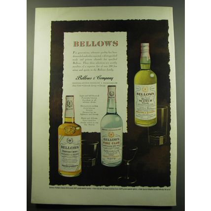 1949 Bellows Advertisement - Partner's Choice Whisky, Fine Club Gin, Scotch