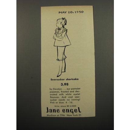 1950 Jane Engel Pajamas by Daralyn Ad - Seersucker shortcake