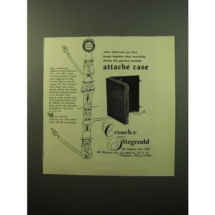 1950 Crouch & Fitzgerald Attache Case Ad - diplomats put their heads together