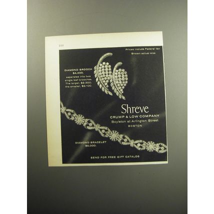 1957 Shreve Crump & Low Jewelry Advertisement - Diamond Brooch $4,400