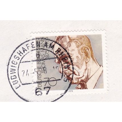 Ludwigshafen postmark Germany 1978 on Thomas Mann 70pf VGC