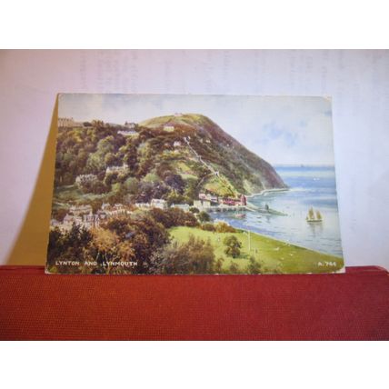LYNTON & LYNMOUTH, DEVON vintage used postcard Brian Gerald painting 1952 pm =