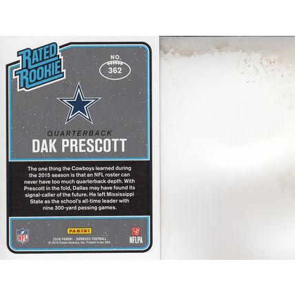 DAK PRESCOTT RATED ROOKIE 2016 AUTOGRAPHED DALLAS COWBOYS ALL-PRO QUARTERBACK