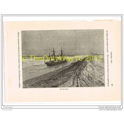 SUEZ CANAL, EGYPT, Book Illustration (Print), 1890