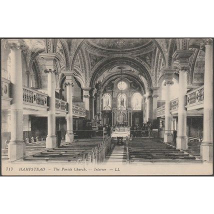 The Parish Church, Interior, Hampstead, Middlesex, c.1910 - Lévy Postcard LL717