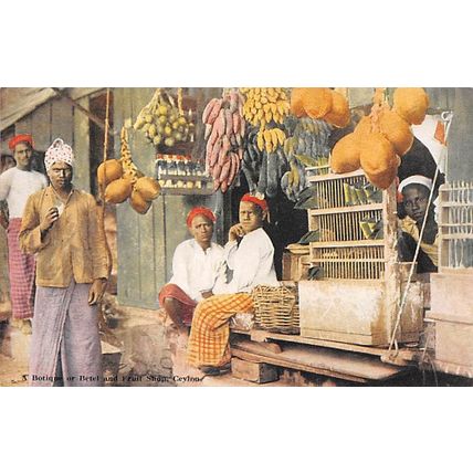 A Boutique or Betel & Fruit Shop, Ceylon : Plate colour printed postcard no 45