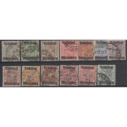 Mi: 258/70 used 1919 Wurttemberg Cat € 80