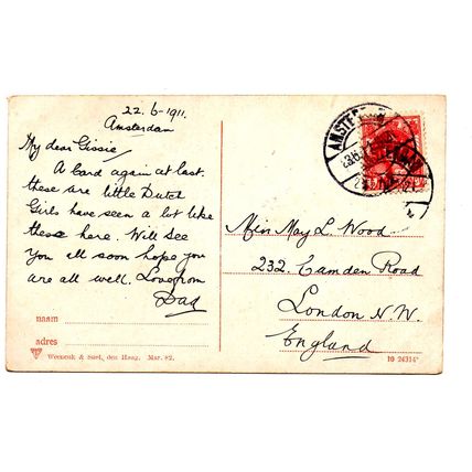 Marken - Postally Used - Amsterdam 23-11-1911 Postmark - Weenenk & Snel Producer