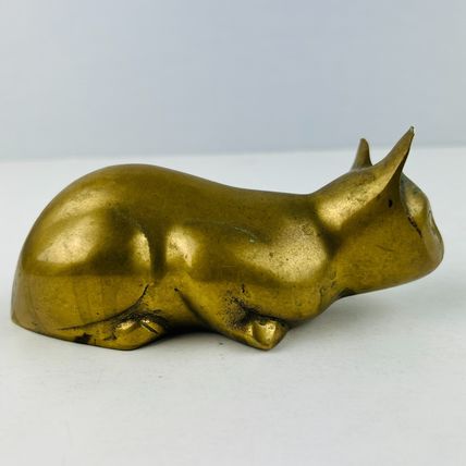 Cat Figure Bronze color Brass - Made In Korea