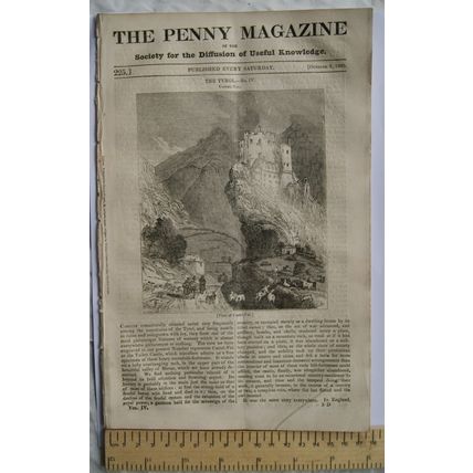 1835 The Penny Magazine No. 225 Tyrol, Bidpia's Fables, American Bison, etc.