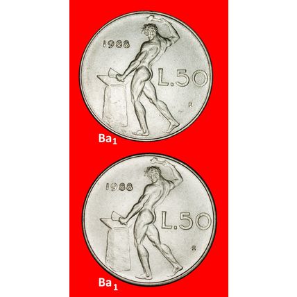 Ⰶ VULCAN (1954-1989):ITALY★50 LIRAS 1988R 2 DISCOVERY COINS★LOW START★NO RESERVE