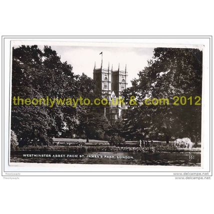 WESTMINSTER ABBEY FROM ST JAMES'S PARK, LONDON, ENGLAND, 1939, Postcard