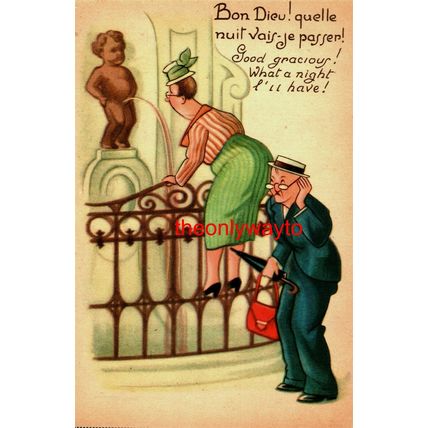 Good Gracious What A Night I'll Have, Humorous French/English Postcard
