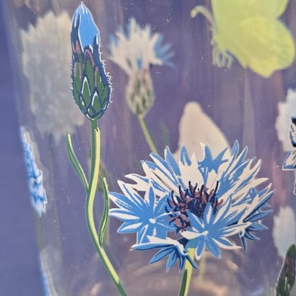 NEW 4 Royal Norfolk BUTTERFLY GLASSES Blue Flowers Tumblers Drink 16 oz