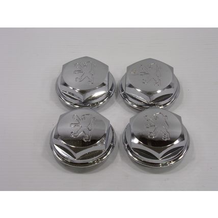 Peugeot Chrome Wheel Center Caps Hex Nut Style Set of 4 OEM