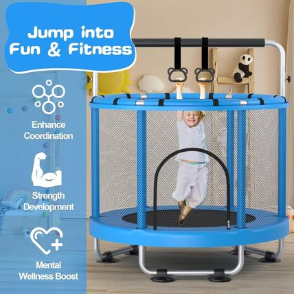 55" Trampoline for Kids with Enclosure, 440Lbs Capacity Indoor & Outdoor Toddler