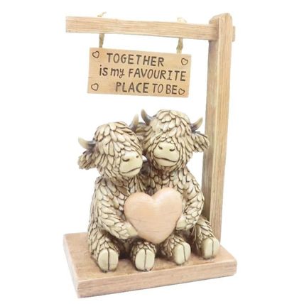 Highland Cattle Couple Ornament 21 CM Together is my Favourite Place To Be Gift