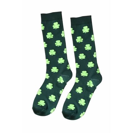 Dark Green St Patricks Clover Print Tube Socks