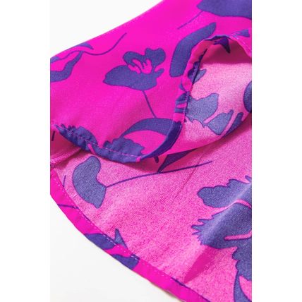 Rose Floral Print Tiered Frilled Trim Flutter Sleeve Maxi Dress