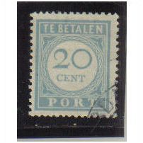 NETHERLANDS 1912 OFFICIAL 20C BLUE F/U SGD244