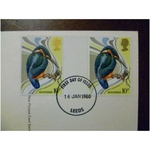 1980 GB British Birds gutter pair 10p Kingfisher fine used stamps FDI SG1109