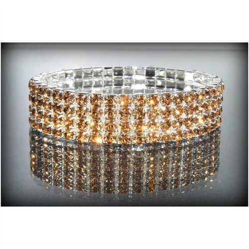 4 Row Wedding Party Champagne Rhinestone Stretch Bangle Bracelet Jewellery 1357