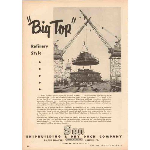 sun shipbuilding dry dock company 1953 big top refinery oil vintage ad