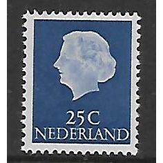 NETHERLANDS 1953 25c BLUE QUEEN JULIANA SG 779 M MINT