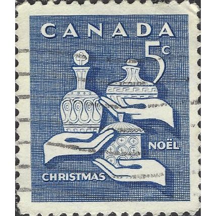 CANADA, CHRISTMAS, Gold, Frankincense and Myrrh , blue 1965, 5c, #4