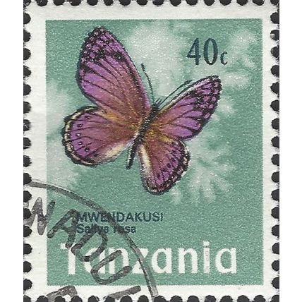 TANZANIA, BUTTERFLY, Rosa's Tree Nymph, Sallya rosa, green-grey 1973, 40c, #4