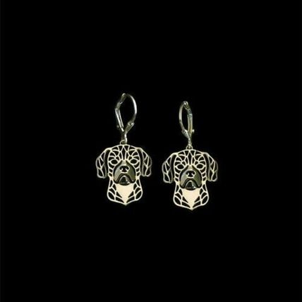 New Silver Tone Puggle Dog Pendant Earrings