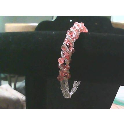 Shiny White Red Crystal Weave Tube Magnetic Bracelet