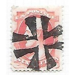 USA 1870 NATIONAL BANK NOTE 6c LINCOLN FANCY CORK CANCEL