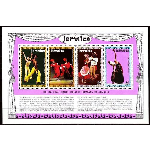 Jamaica 1974 National Dance Theatre M/s Mounted Mint MM SG MS389 Sc 384a stamp