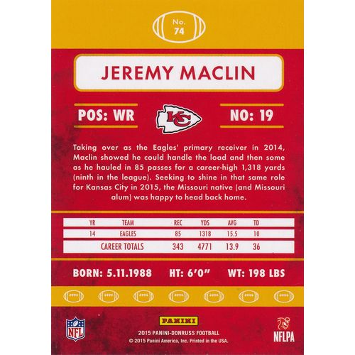 2015 Donruss Football 74 Jeremy Maclin Kansas City Chiefs