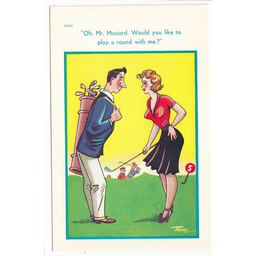 Golf Golfing Play a Round Comic Funny Trow Postcard 11919