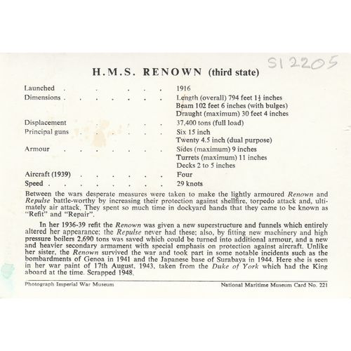 H.M.S. Renown Battlecruiser Shipping Postcard (S12205)