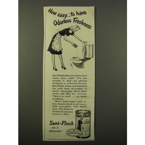 1947 Sani-Flush Cleaner Ad - Odorless Freshness