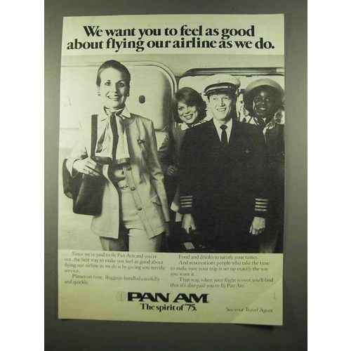 1975 Pan Am Airlines Ad - Feel As Good As We Do