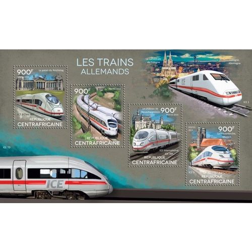 CENTRAL AFRICA 2014 SHEET MNH GERMAN TRAINS ALLEMANDS DEUTSCHE ZUGE 5