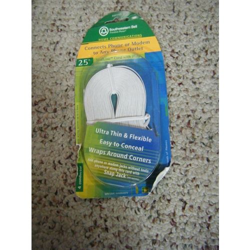 Southwestern Bell 25' Fine Line Telephone Cord w/Plugs S60103 - Brand New!!!